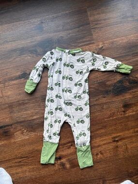 Kids Green Tractor Print One-Piece Sleepwear